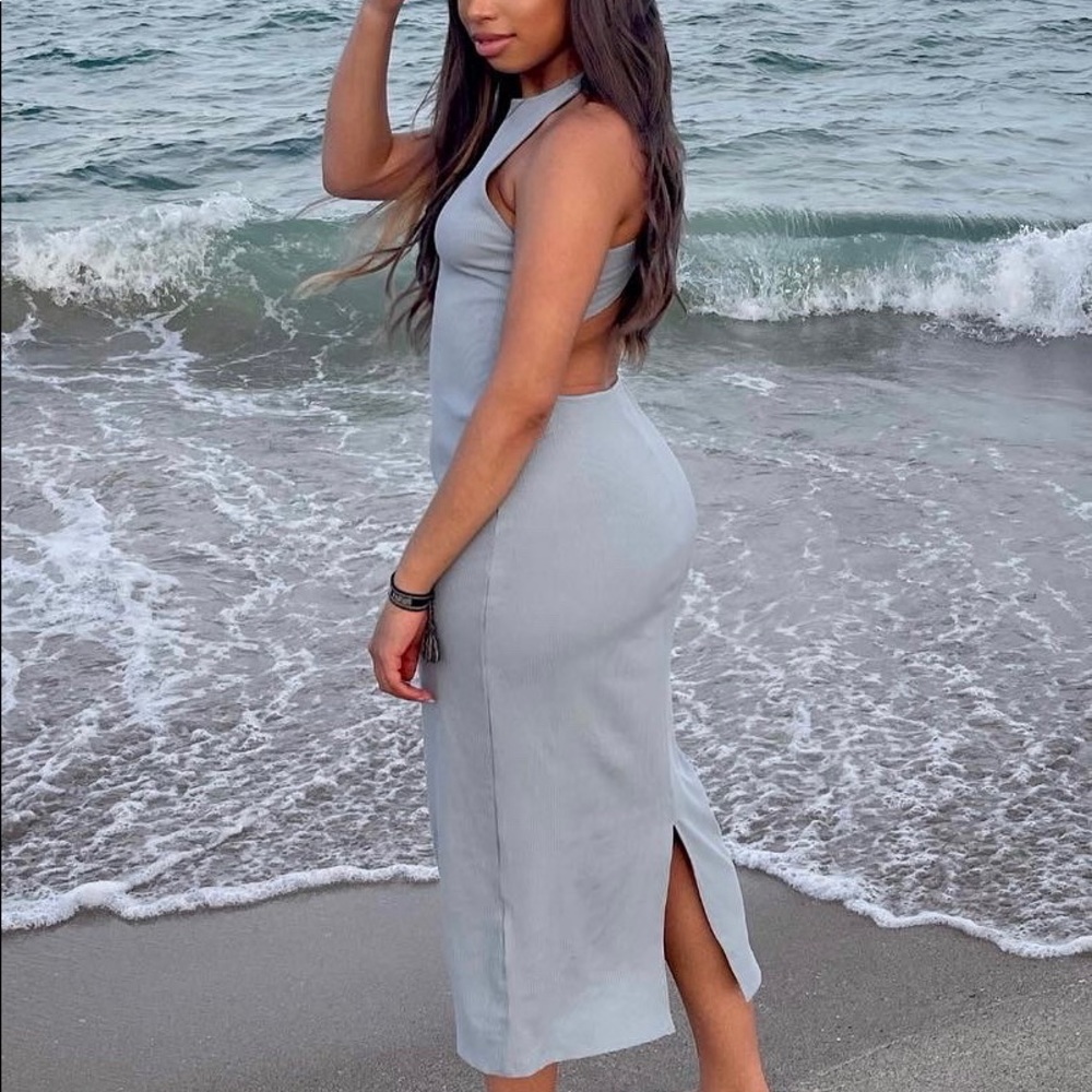 Blue Open back dress